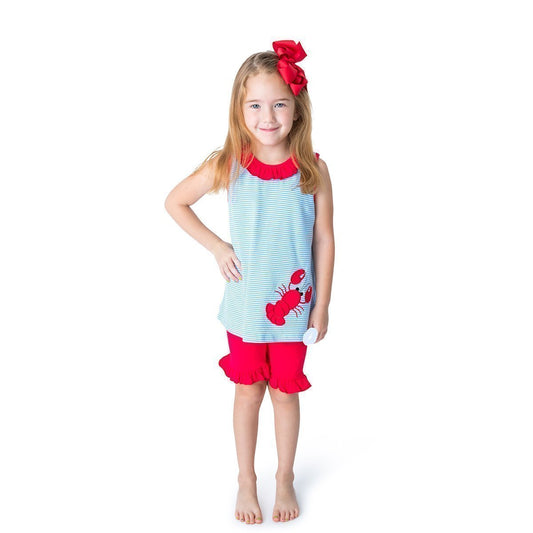 Applique Lobster Girl's Short Set