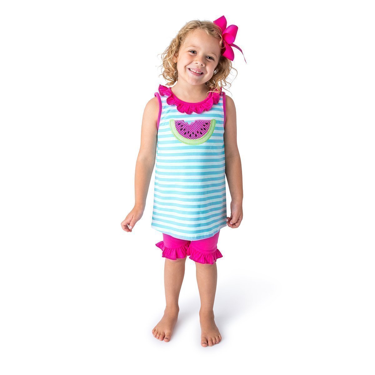 Applique Watermelon Girl's Short Set