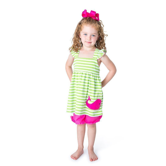 Applique Whale Girl's Short Set