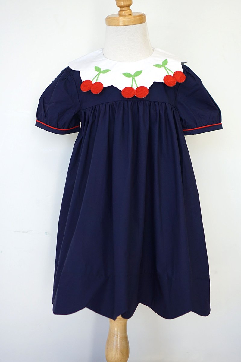 Cherry Scallop Collar Hem Dress