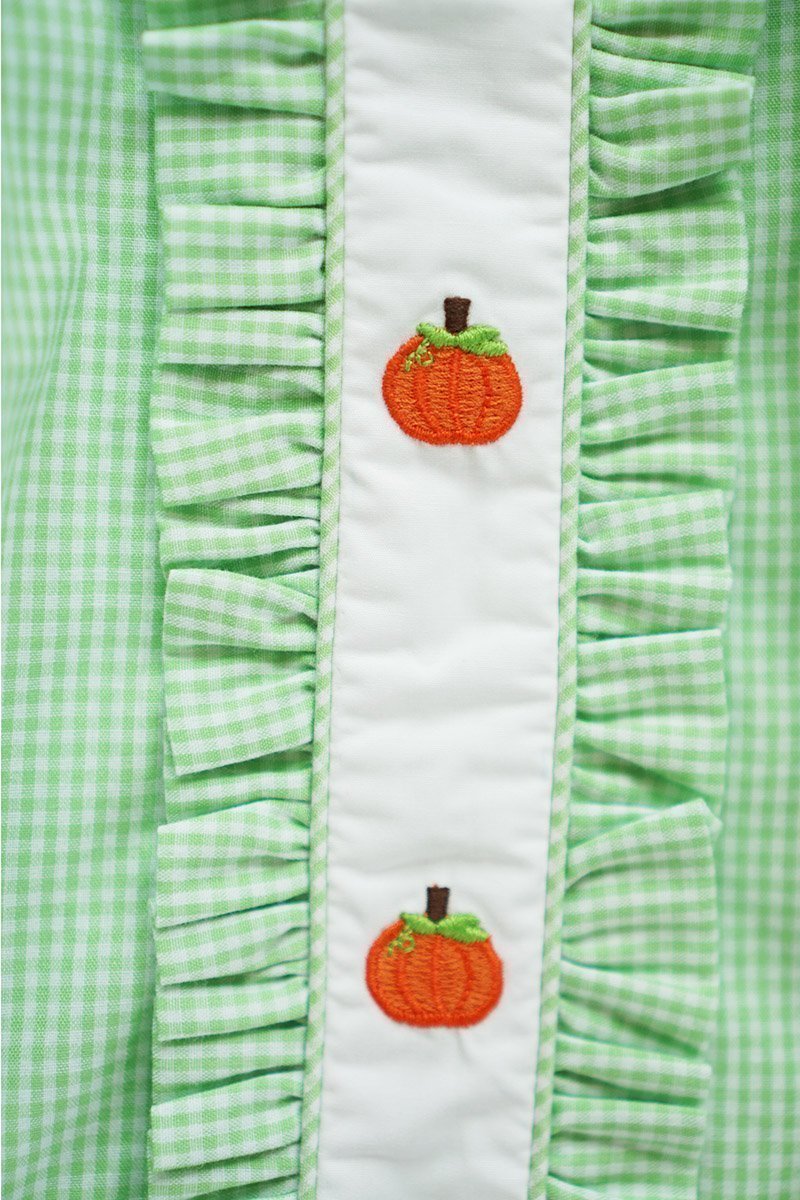 Smocked Green Plaid Pumpkin Dress