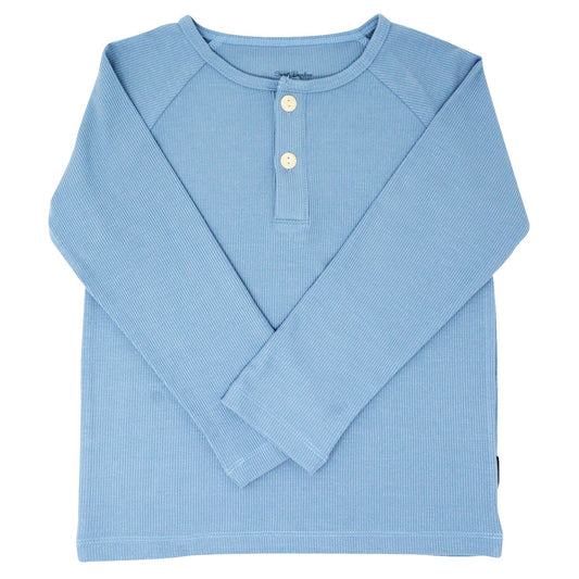 Ribbed Henley - Blue