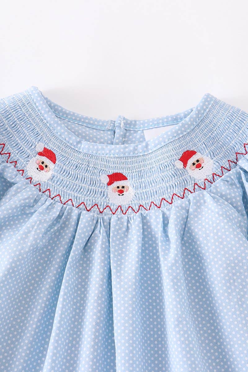 Blue Smocked Santa Dress