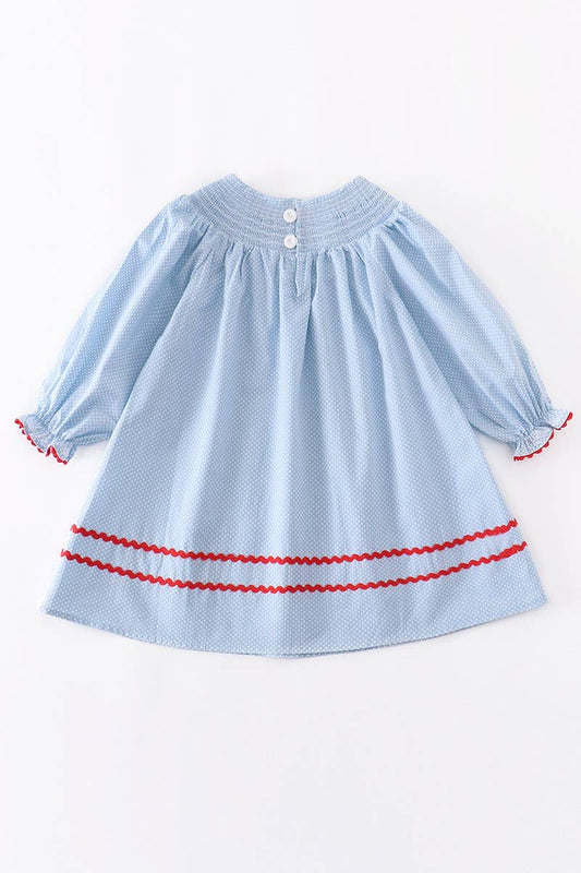 Blue Smocked Santa Dress