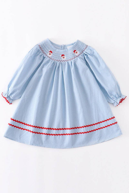 Blue Smocked Santa Dress