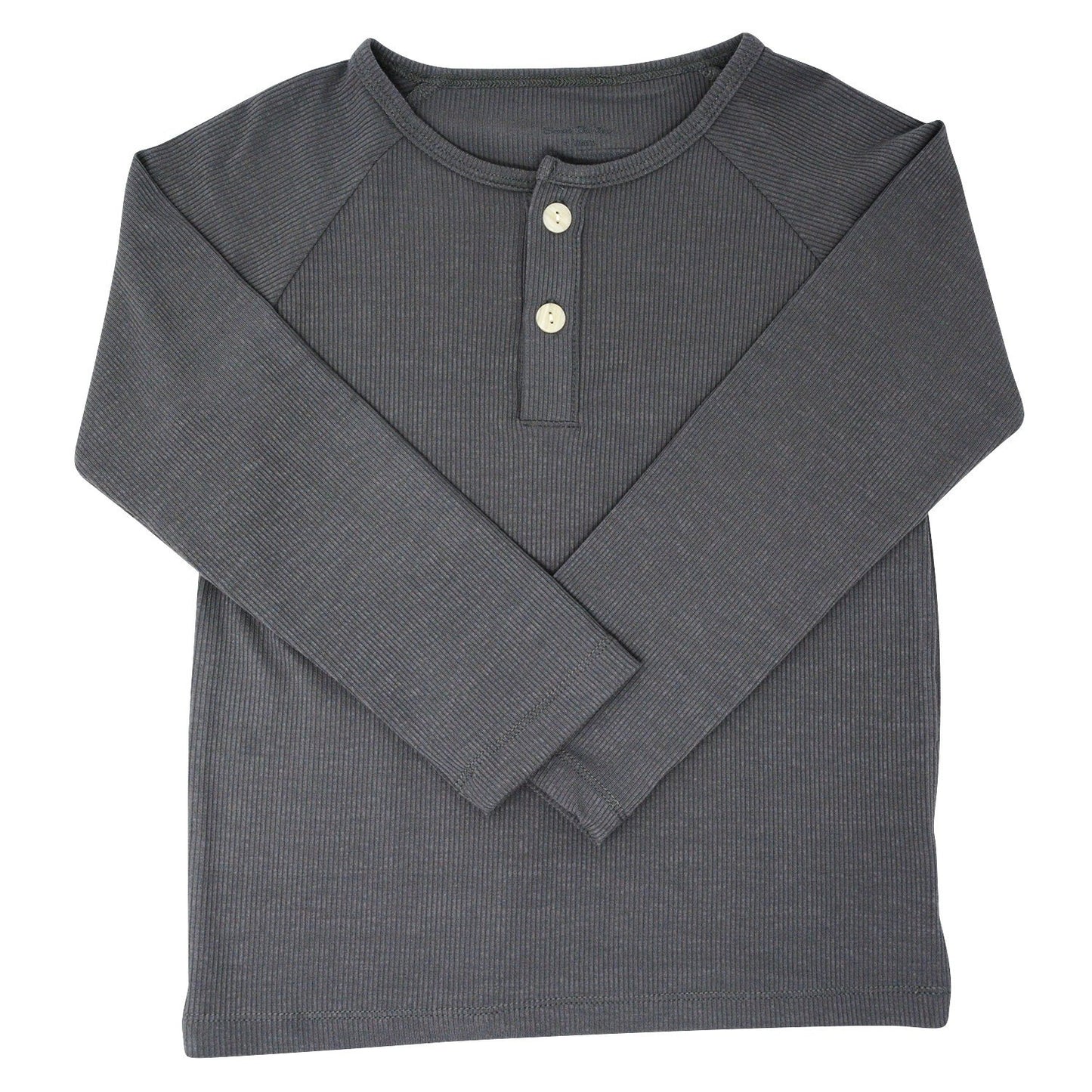 Ribbed Henley - Charcoal