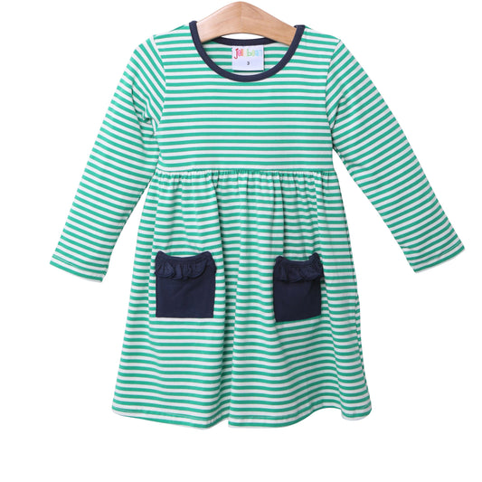 Green Striped Pocket Dress