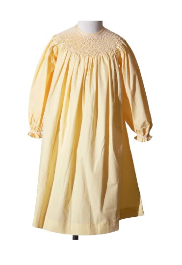 Smocked Long Sleeve Yellow Dress