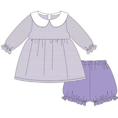 Purple Long Sleeve Bloomer Set