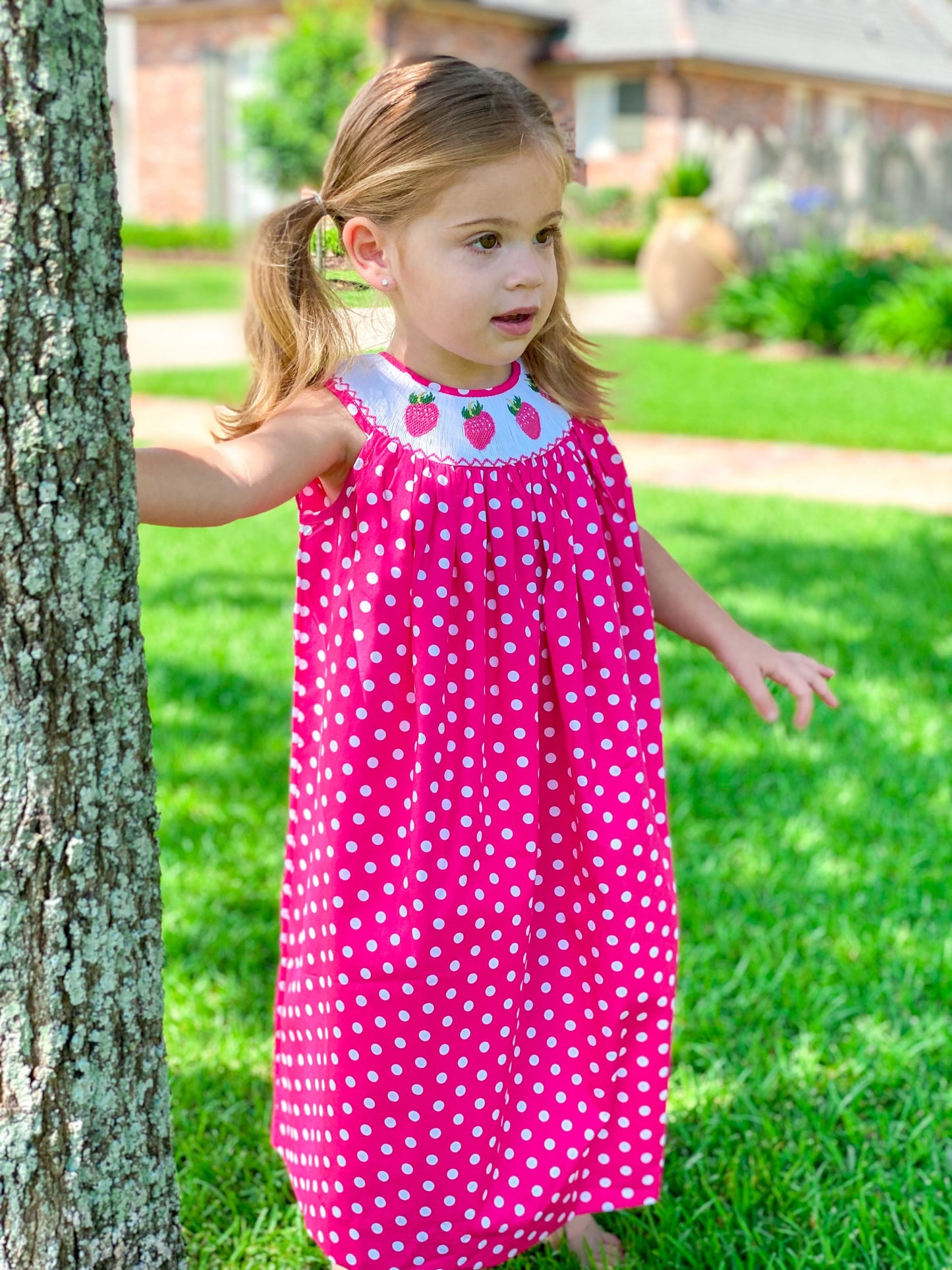 Pink Strawberry Polka Dot Dress