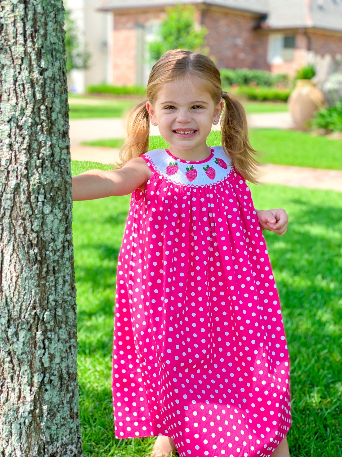 Pink Strawberry Polka Dot Dress